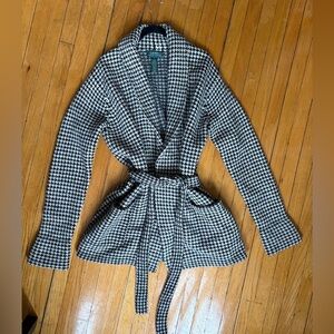 RALPH LAUREN CASHMERE ANGORA RABBIT HAIR CASHMERE Black and White Knit Cardigan